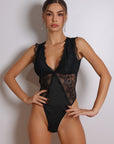 Elise Plunge Lace Bodysuit - Black-Fascinating_Nights