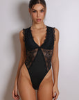 Elise Plunge Lace Bodysuit - Black-Fascinating_Nights