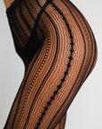 Eloise Vintage Stripe Fishnet Tights – Black-Fascinating_Nights