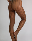 Eloise Vintage Stripe Fishnet Tights - Brown-Fascinating_Nights