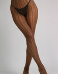 Eloise Vintage Stripe Fishnet Tights - Brown-Fascinating_Nights