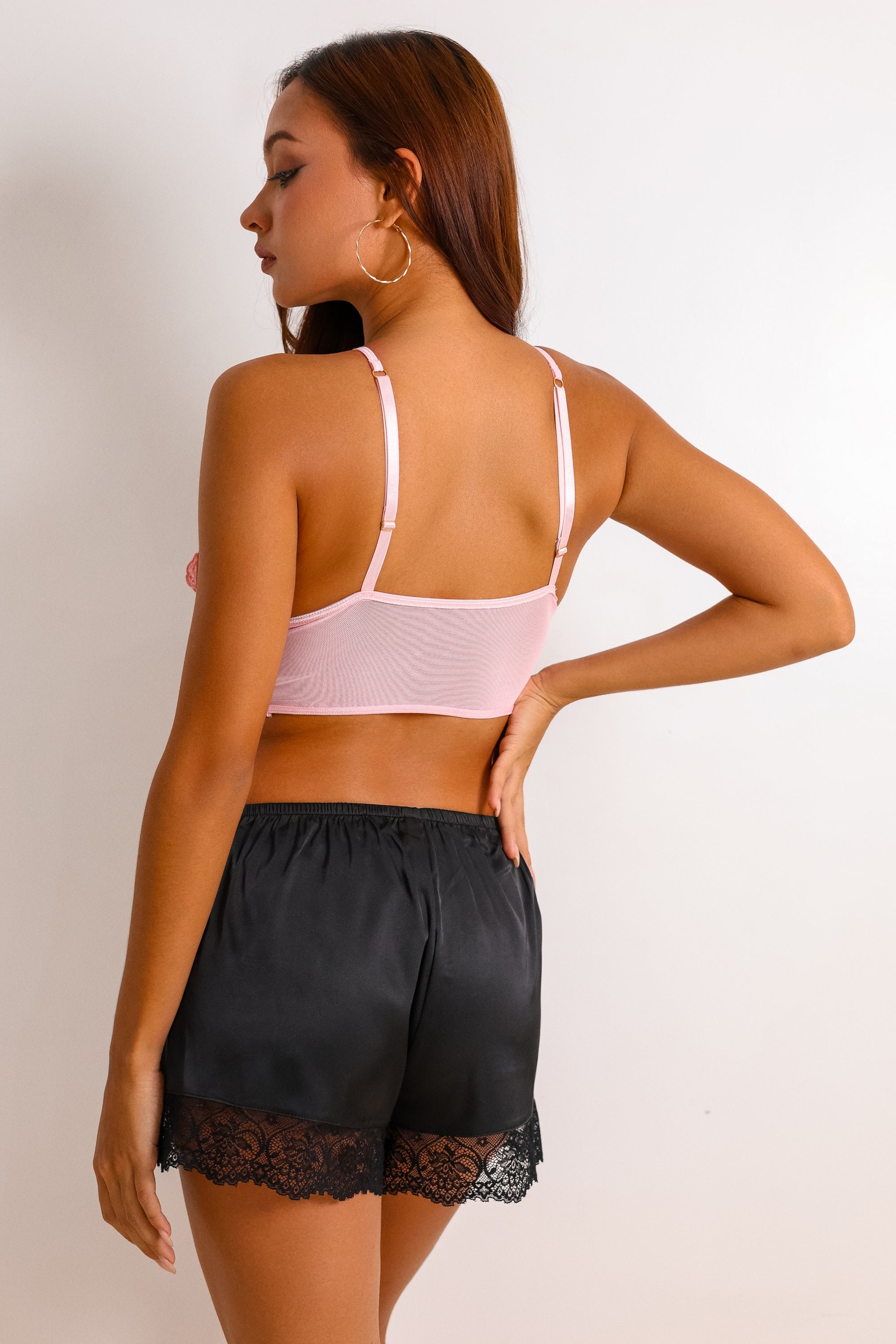Elsie Silken Shorts Set - Pink-Fascinating_Nights