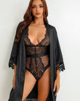 Ember Bodysuit Silky Robe Set - Black-Fascinating_Nights