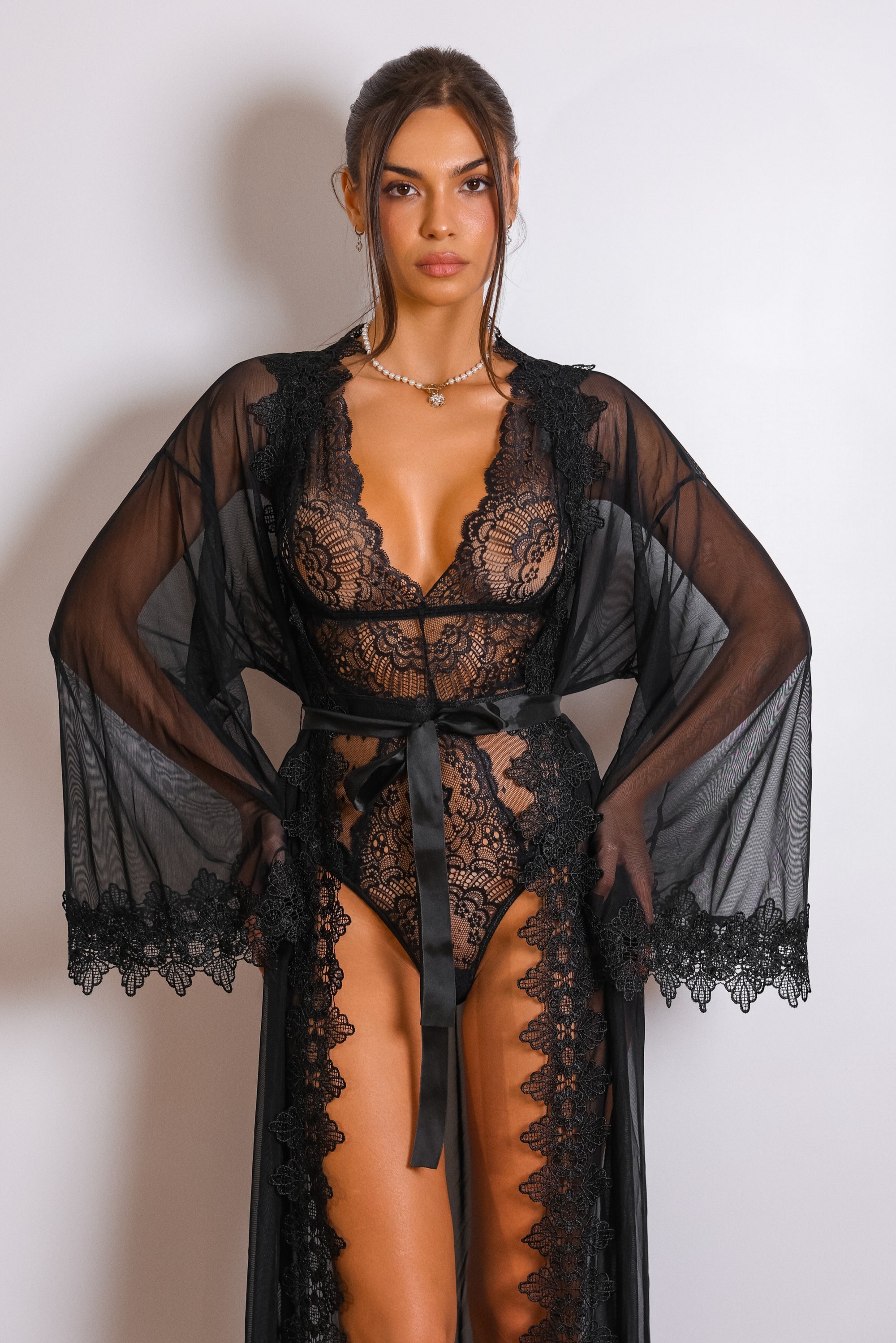Ember Noir Muse Robe Set - Black-Fascinating_Nights