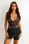 Ember Silken Shorts Set - Black