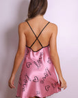 Freya Heart Satin Slip Dress - Pink-Fascinating_Nights