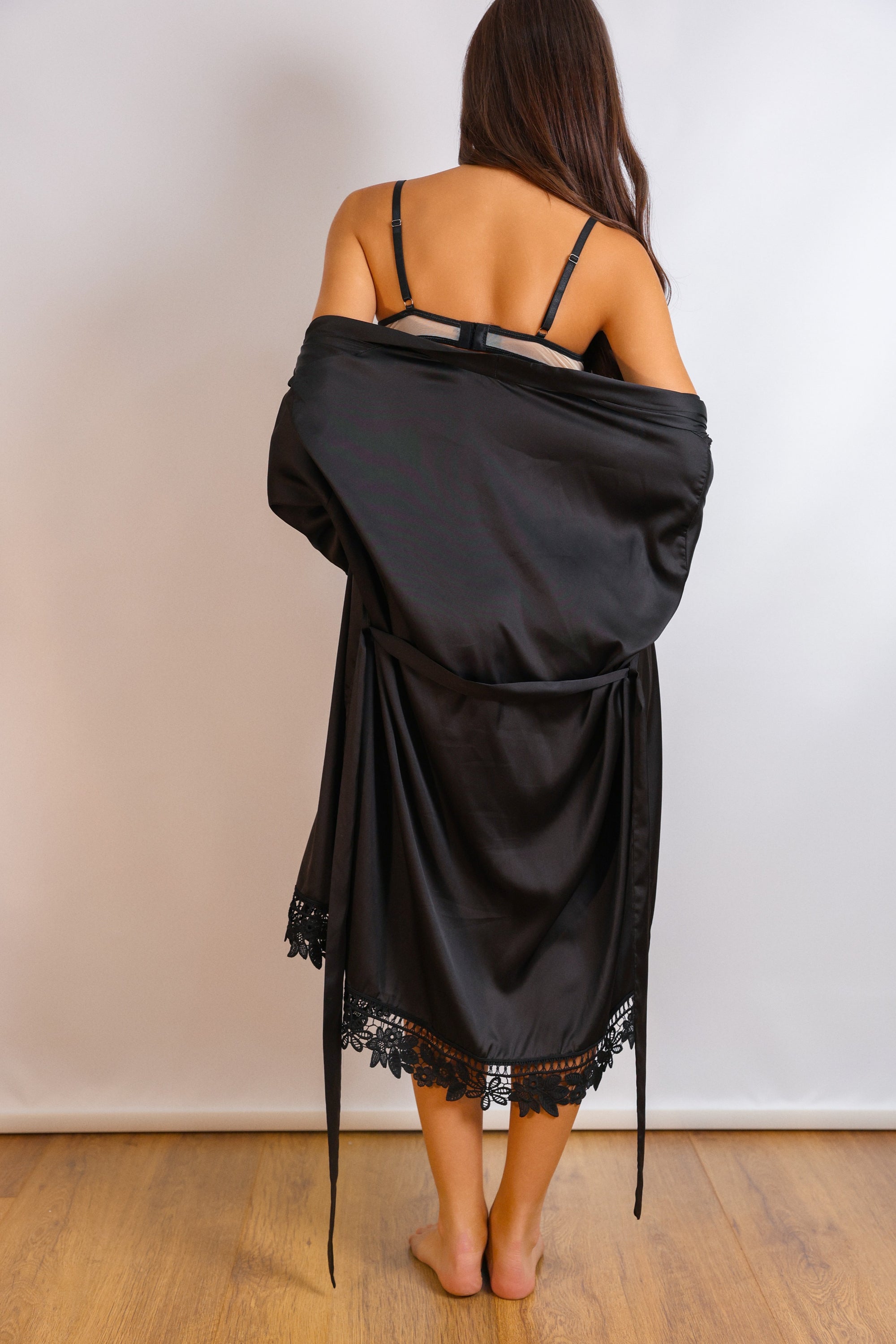 Geneva Silky Robe Set - Black-Fascinating_Nights