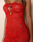 Gigi Lace Lingerie Dress Set - Red-Fascinating_Nights