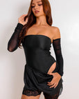 Hallie Shorts Silken Set - Black-Fascinating_Nights
