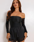 Hallie Shorts Silken Set - Black-Fascinating_Nights