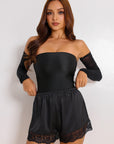 Hallie Shorts Silken Set - Black-Fascinating_Nights
