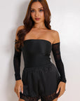 Hallie Shorts Silken Set - Black-Fascinating_Nights