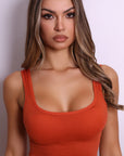 Haven Ribbed Longline Bralette Top – Burnt Orange-Fascinating_Nights