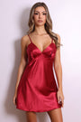 Camilla Ruched Satin Slip Dress - Burgundy
