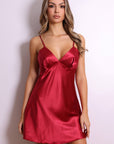 Camilla Ruched Satin Slip Dress - Burgundy