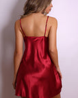 Camilla Ruched Satin Slip Dress - Burgundy