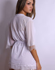 Aiah Lace Slip & Robe Set – White