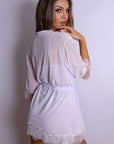 Aiah Lace Slip & Robe Set – White