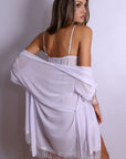 Aiah Lace Slip & Robe Set – White