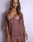 Aiah Lace Slip & Robe Set – Dusty Rose