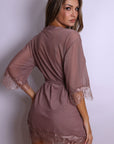 Aiah Lace Slip & Robe Set – Dusty Rose