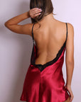 Isabella Open Back Satin Slip Dress - Burgundy-Fascinating_Nights