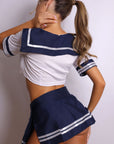 Komi Sailor Pleated Lingerie Set - Blue-Fascinating_Nights