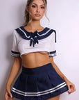 Komi Sailor Pleated Lingerie Set - Blue-Fascinating_Nights