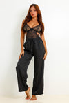 Lena Signature Satin Pants Set - Black
