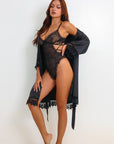 Lena Silky Robe Set - Black-Fascinating_Nights