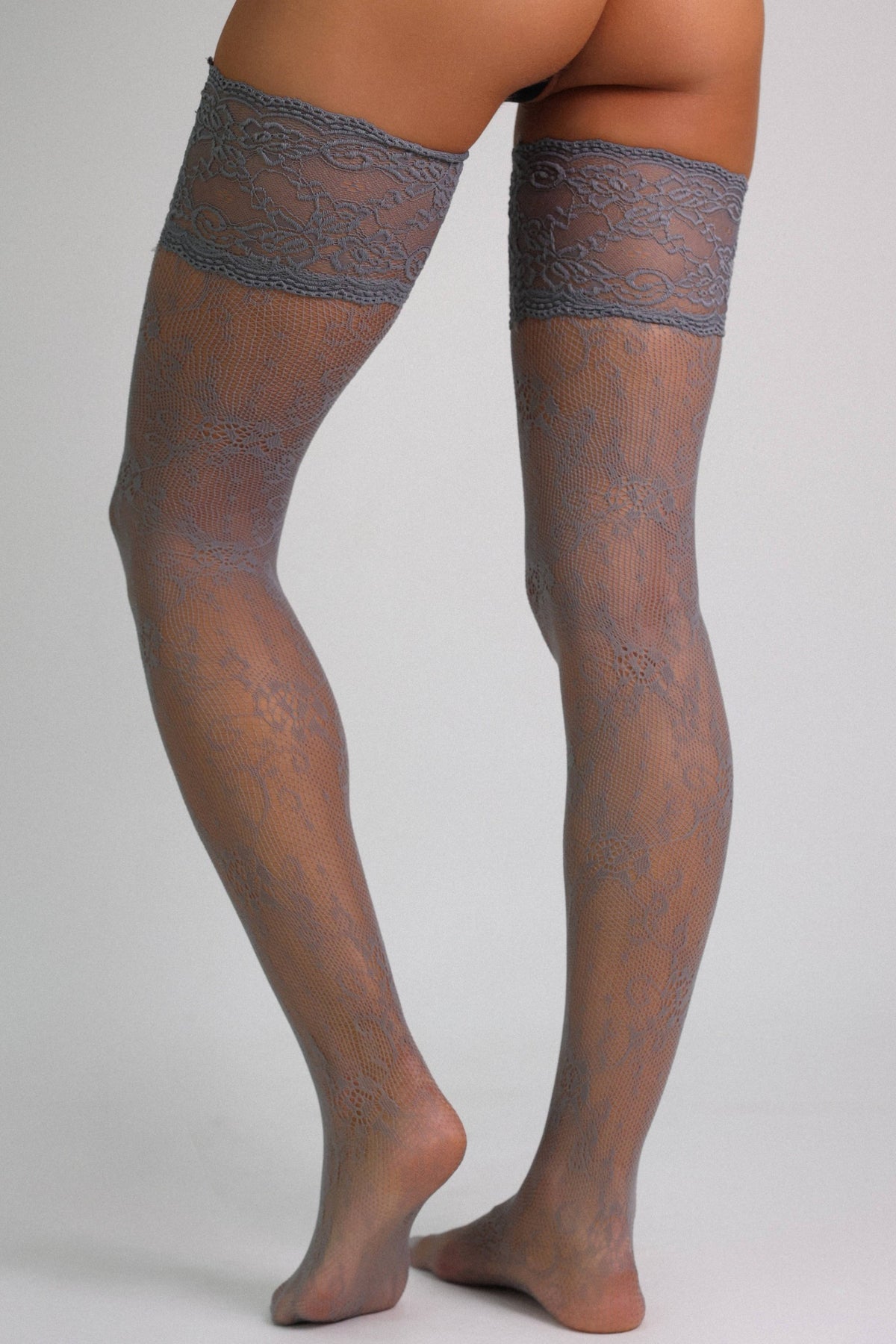 Lorelei Vintage Lace Thigh-High Stockings – Slate Gray-Fascinating_Nights