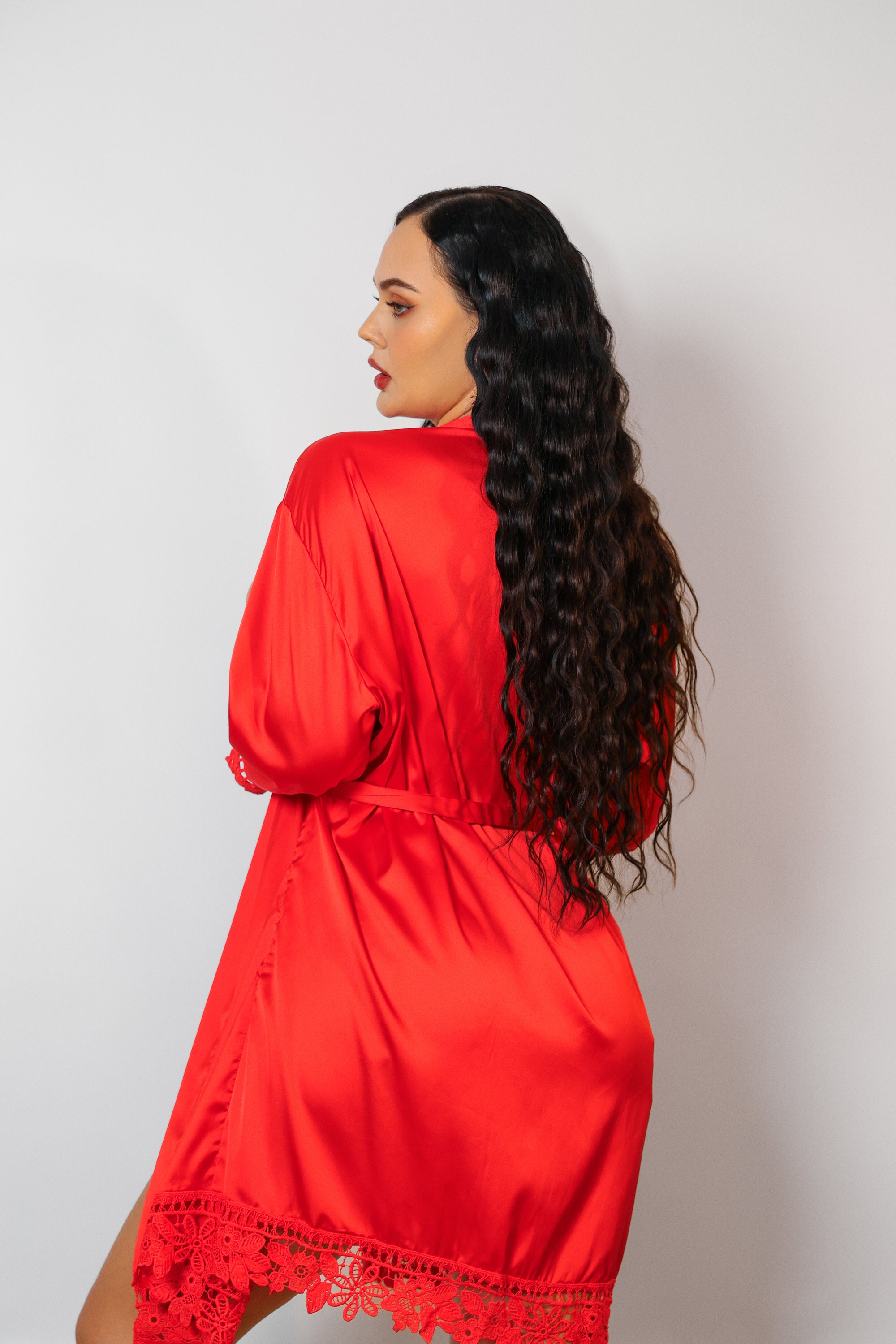 Lost In Venice Signature Silky Robe Set - Red-Fascinating_Nights