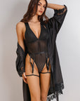 Lost In Venice Silky Robe Set - Black-Fascinating_Nights