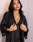 Lost In Venice Silky Robe Set - Black-Fascinating_Nights