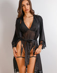 Lost In Venice Silky Robe Set - Black-Fascinating_Nights