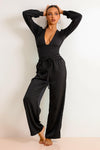 Love & Desire Signature Satin Pants Set - Black