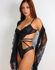 Lydia Signature Lace Robe Set - Black-Fascinating_Nights