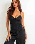 Malea Signature Satin Pants Set - Black-Fascinating_Nights