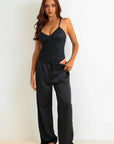 Malea Signature Satin Pants Set - Black-Fascinating_Nights