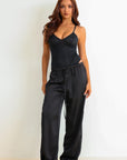 Malea Signature Satin Pants Set - Black-Fascinating_Nights