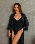 Malea Signature Silky Robe Set - Black-Fascinating_Nights