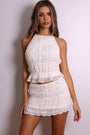 Malia Two Piece Halter & Tiered Skirt Set – White-Fascinating_Nights