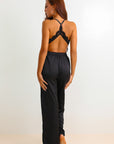 Melinda Signature Satin Pants Set - Black-Fascinating_Nights