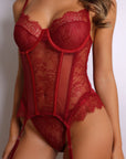 Monique Sheer Corset & Garter Set – Burgundy-Fascinating_Nights