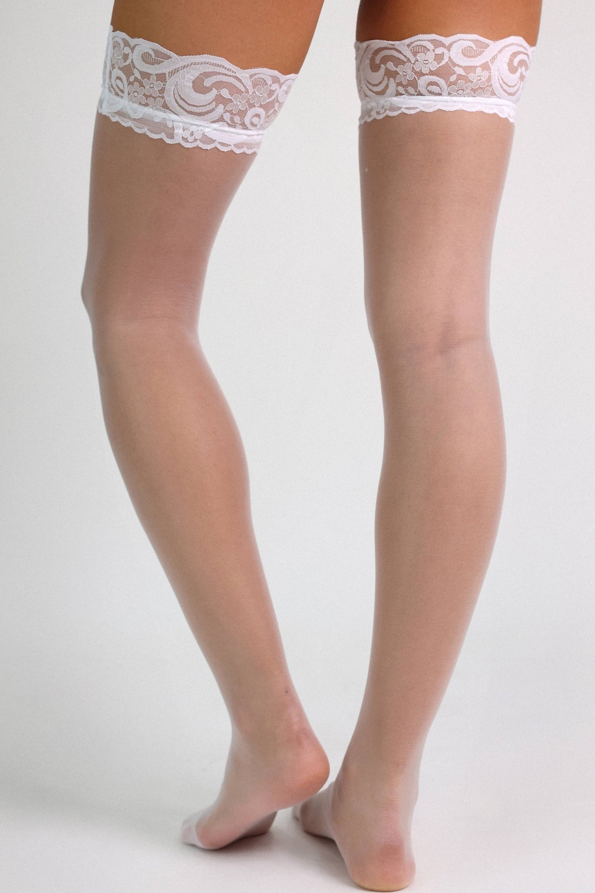 Monroe Classic Lace Thigh-Highs Stockings - White-Fascinating_Nights