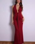 Nadine Halter Maxi Dress - Burgundy-Fascinating_Nights