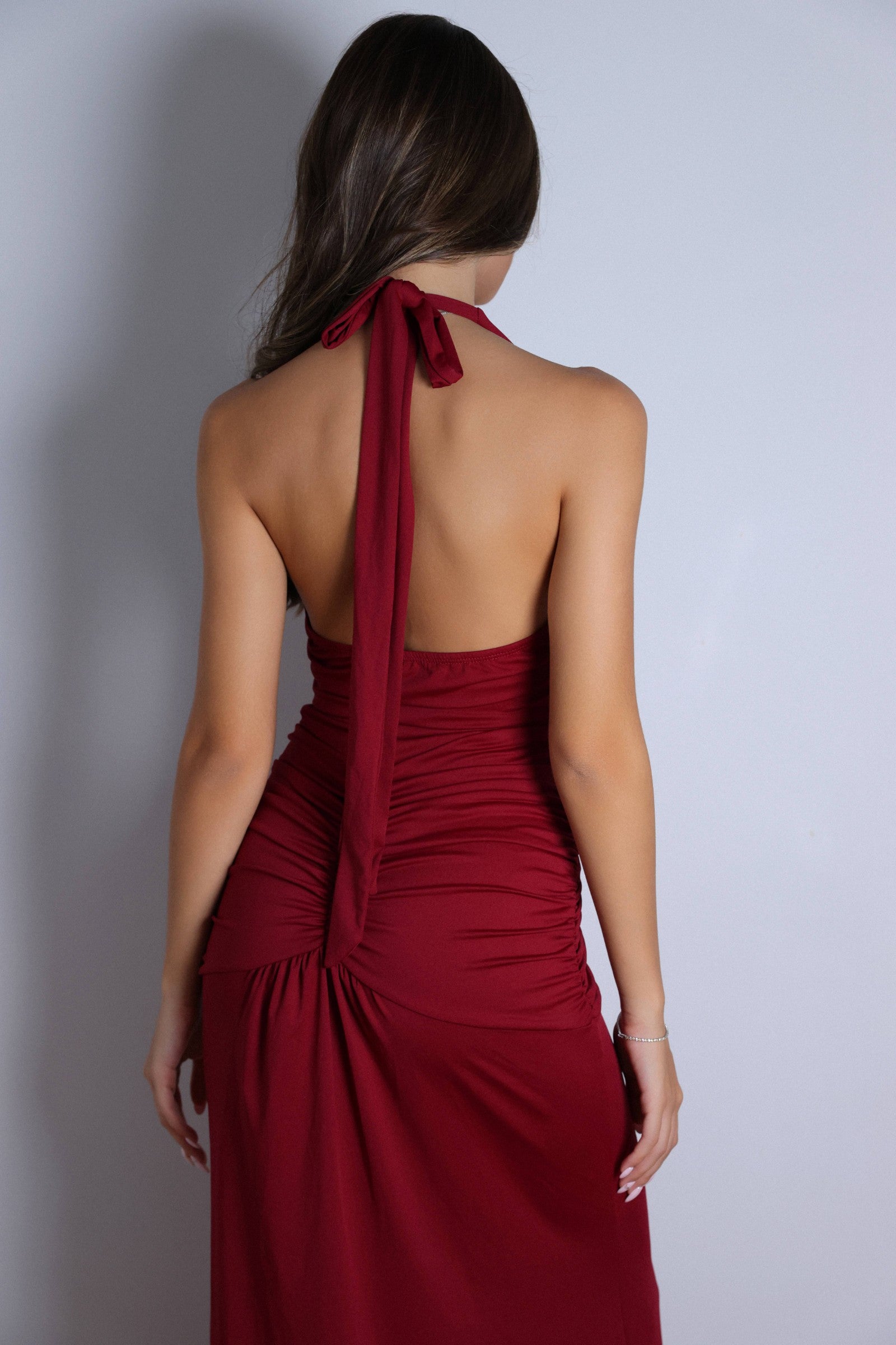 Nadine Halter Maxi Dress - Burgundy-Fascinating_Nights