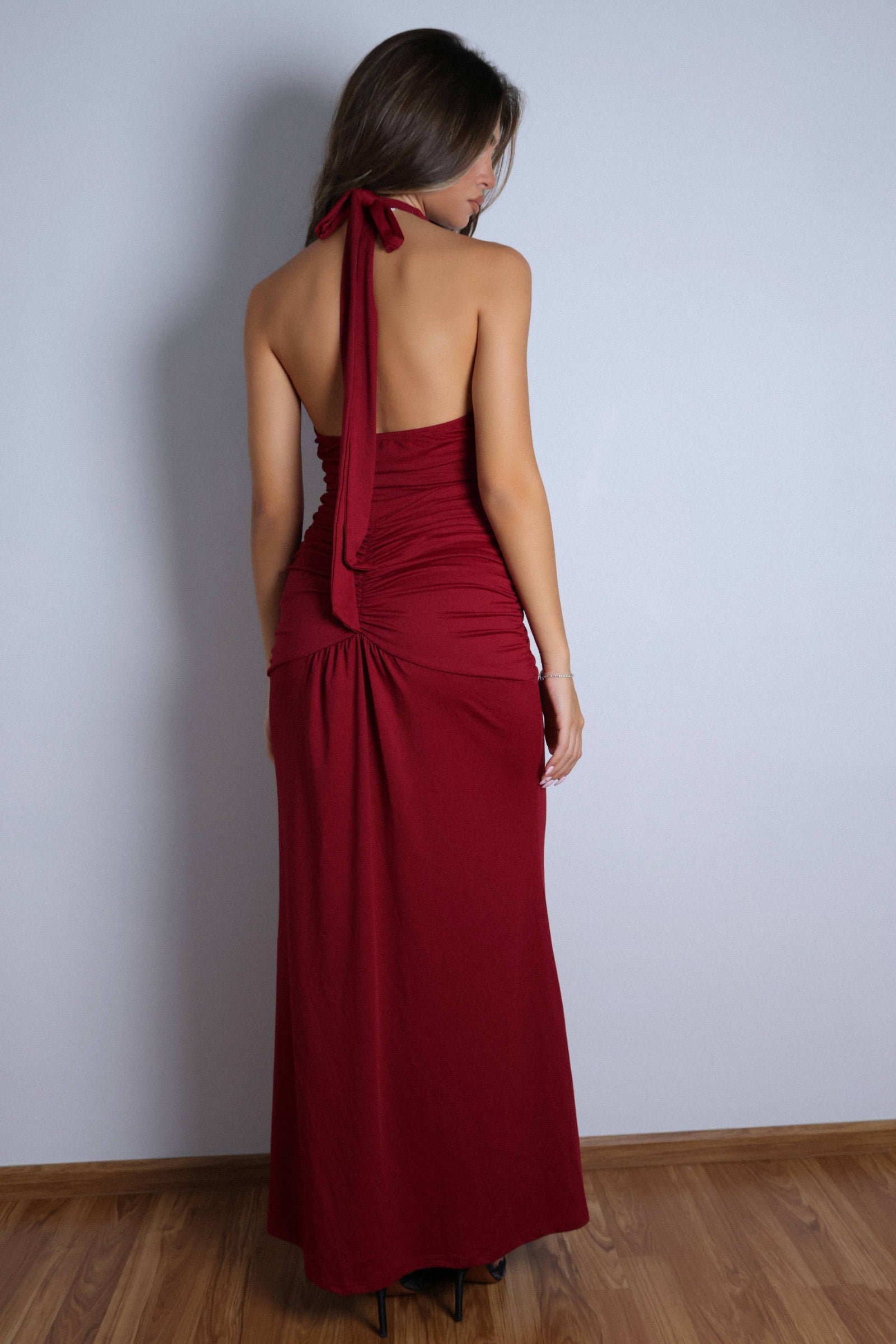 Nadine Halter Maxi Dress - Burgundy-Fascinating_Nights