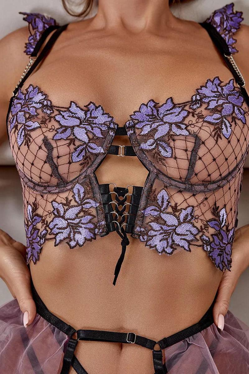 Neena Lingerie Set - Purple-Fascinating_Nights