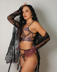 Neena Signature Lace Robe Set - Black-Fascinating_Nights